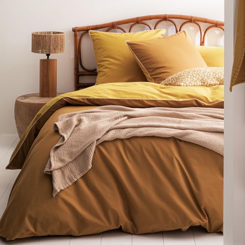 Essix Two-Tone Cotton Duvet Cover, Good Days, Yellow, 240 x 220 cm,