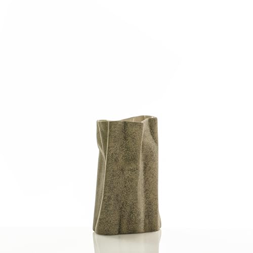 WINK DESIGN, SVEVA-A Vase - Ceramic Vase - Stone Effect - Sand Colour - 14 x 14 x 26 cm