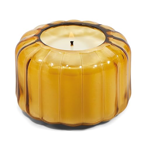 Paddywax Scented Candles Vintage Style Ripple Collection Hand Blown Glass Luxury Artisan Candle, 128g, Golden Ember