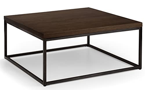 Julian Bowen Brooklyn Coffee Table, Dark Oak & Metal - H40 x W90 x D90cm