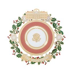 Official 2025 White House Christmas Ornament ??? Honors 150 Years of White House State Dinners, 24k Gold-Finished Brass, Includes Ribbon & Booklet, Collectible Gift in Keepsake Box, Made in USA