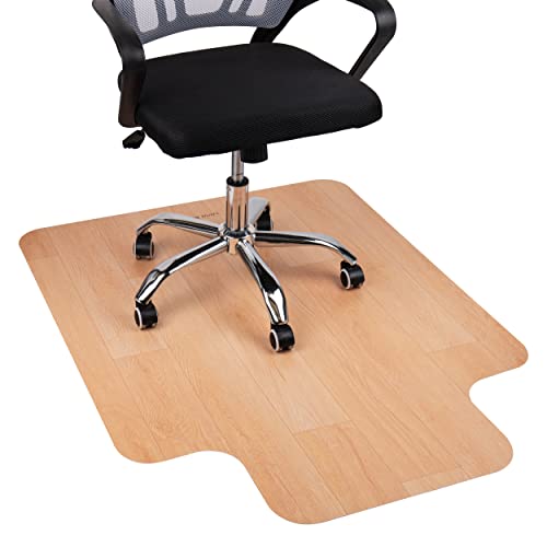 "Mind Reader Office Chair Mat for Hardwood Floors, Under Desk Floor Protector, Rolling, PVC, 35.5""L x 47.5""W x 0.0625""H, Woodtone"