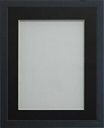 Frame Company Jellybean Range Black Wooden 12x10 inch Picture Photo Frame with Black Mount for Image 8x6 inch * Choice of Colours & Sizes* Fitted with Perspex