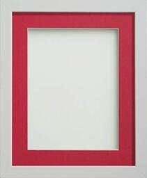 Frame Company Allington White Photo Frame with Red Mount, 8x8 for 5x5 inch, fitted with perspex