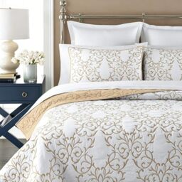 mixinni® Luxury 100% Cotton Embroidered Quilt Bedding Bedspread Comforter -(King Champagne)(Not Including Pillow Shams)