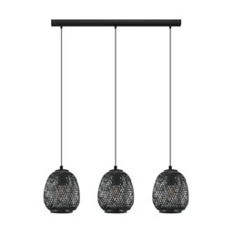 Eglo Pendant Light Dembleby 1, 3-Light Hanging Lamp Vintage, Natural, Hygge