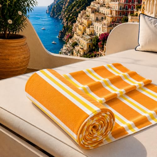 PETTI Artigiani Italiani - Microfibre Beach Towel, Beach or Pool Towel, Beach Towel, Large 90 x 180 cm, Millerighe 11