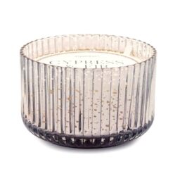 Paddywax Holiday Candles Cypress & Fir Mercury Glass 3-Wick Luxury Artisan Scented Candle, 425g, Silver