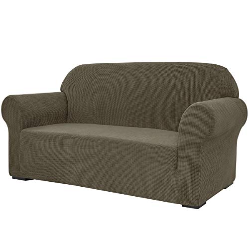 SU SUBRTEX Thickened Stretch Sofa Cover 1 Piece Covers for Living Room Soft Furniture Protector for Kids (Loveseat, Grey) (SFC005)