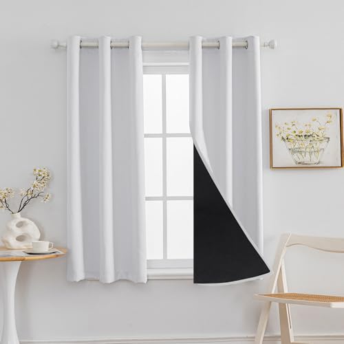Anytime 100% Blackout Curtain Set, Thermal Insulated & Energy Efficiency Window Draperies for Guest Room, Full Shading Panels for Shift Worker and Light Sleepers???Greyish White, 2 Panels, 37W x 63L???