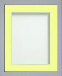 Frame Company Jellybean Range Grey Wooden 8x8 inch Picture Photo Frame with Lemon Bon Bon Mount for Image 5x5 inch * Choice of Colours & Sizes* Fitted with Perspex