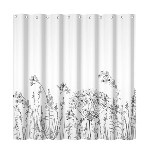 Yeele Wildflower Shower Curtain, Farmhouse Flowers Bath Curtain Rustic Floral Natural Shower Curtain for Bathroom Decor Waterproof Fabric Machine Wash with Hooks 72 x 72 Inches