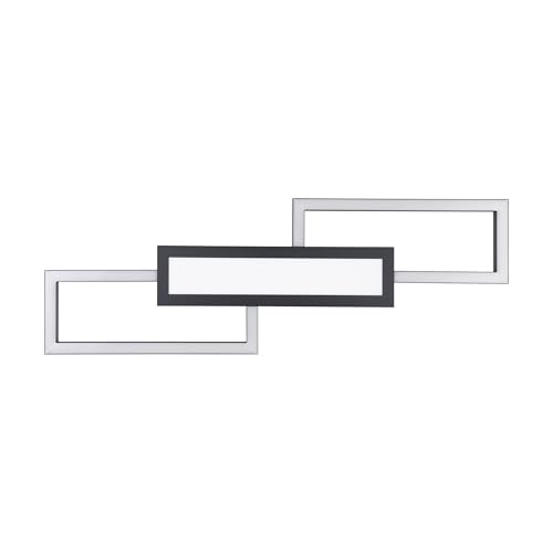 "Eglo LED Flush Ceiling Light Fitting Monirote, Minimalistic Lighting with Remote Control, dimmable Living Room and Kitchen lamp Made of Black Metal and White Plastic, Warm - Cool White, 31"""
