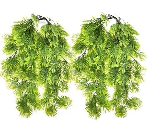 CATTREE Artificial Hanging Plants Fake Boston Vines Ferns Ivy Plant, Faux Vine Greenery Leaves Rattan for Outdoor UV Resistant for Wall Indoor Hanging Baskets Wedding Party DIY Garland D??cor - 4 Pack