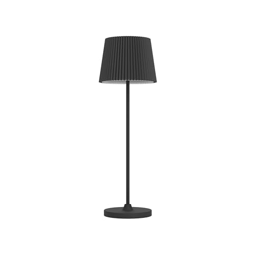 Eglo Cordless LED Table lamp Leonero, Wireless Battery Bedside Light, USB Rechargable Indoor Lighting, Metal with Folding lampshade, Black, Touch dimmable, Warm - Neutral White