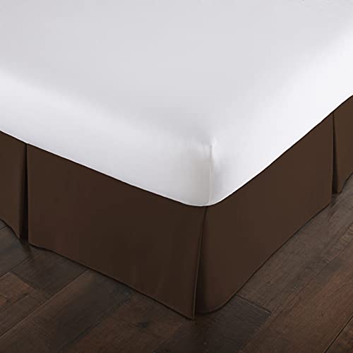 Southshore Fine Living, Inc. Pleated Cal King Bed Skirt 14 Inch Drop, Bed Skirt California King Size, Wrinkle Resistant Microfiber Dust Ruffle, Pet Hair Resistant Bedding, Oeko-Tex, Chocolate Brown