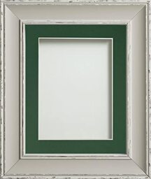 Frame Company Brooke Moonstone Grey Photo Frame, Bottle Green Mount, 16x12 for 14x10 inch, fitted with perspex