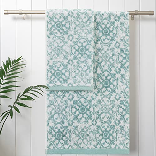 Jessica Simpson β Bath Towel 4 Piece Set - Aziza - Premium Bathroom DΓ©cor - Includes 2 Hand Towels and 2 Shower Towels - 100% Cotton & Machine Washable - Forget Me Not Blue