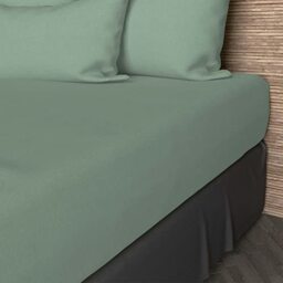 Soleil d'ocre, Fitted Sheet, Cotton, 57 Threads, Sea Green, 200 x 200 cm