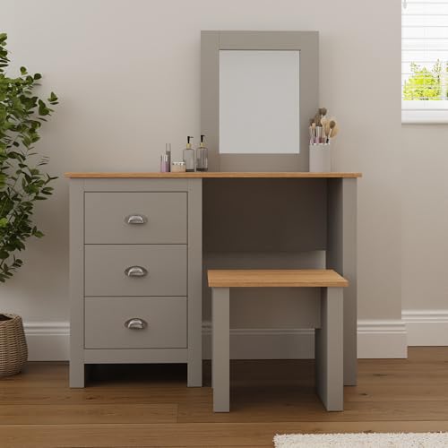 GFW Lancaster Dressing Table 3 Drawers Set. Make Up & Hair Vanity Table With Drawers, Large GFW Lancaster Dressing Table 3 Drawers Set. Make Up & Hair Vanity Table With Drawers, Large