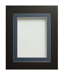 Frame Company Watson Black Picture Photo Frame fitted with Perspex, 10x10 inch with Blue Mount for image size 5x5 inch