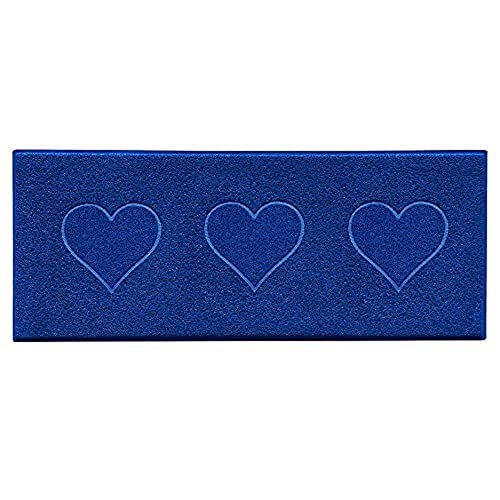Nicoman Heart Shape Embossed Entrance Door Mat Non Slip Dirt Trapper PVC Spaghetti Mat with Rubber Base, Jet Washable Quick Drying Doormat Watertight Indoor or Outdoor - (Runner, Blue, 150 x 60cm)