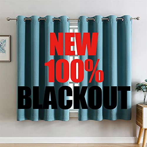 G2000 100% Blackout Curtains for Bedroom Living Room 63 Inch Length Teal Room Darkening Window Grommet Thermal Lined Insulated Light Blocking Noise Reducing 2 Panels Set