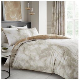 Gaveno Cavailia Marble Luxurious Bed Set with Duvet Cover and Pillow Cases, Polyester-Cotton, Double-Cream