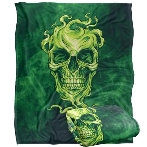 Jq Licensing - Ba-Jp Glowing Green Skull Silky Touch Super Soft Throw Blanket 152 X 127 Cm
