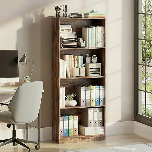 Vida Designs Cambridge 4 Tier Large Bookcase, Dark Wood Wooden Shelving Display Storage Unit Office Living Room Furniture