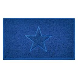 Nicoman Star Shape Embossed Entrance Door Mat Non Slip Dirt Trapper PVC Spaghetti Mat with Rubber Base, Jet Washable Quick Drying Doormat Indoor or Outdoor - (Medium, Blue, 75 x 44cm)