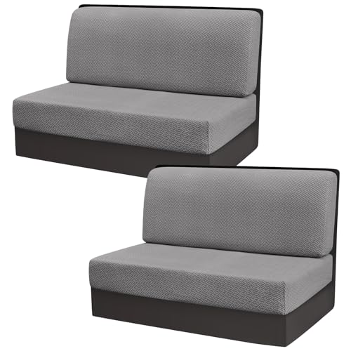 Gollense RV Dinette Cushion Covers, Stretch Camper Dinette Cushion Covers, Sectional Replacement RV Seat Covers for Travel Trailer Couch - includes 2 Backrest Cover & 2 Bench Cover (T-Grey)