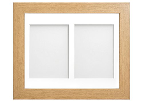 Frame Company Watson Beech Multi-Aperture Photo Frame with Mount, 14x11 for 7x5 (x2) * Choice of Frame Colour and Mount Design* NEW