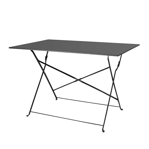 Bolero Perth Steel Folding Table 1100x700mm, Black, 1100x700 mm - Folds flat to save storage space in busy commercial venues ideal for indoor and outdoor bistro or pavement dining areas.