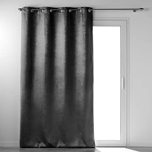 Douceur d'Intérieur, Anthea Blackout Curtain with Eyelets 135 x 240 cm Charcoal Grey