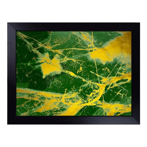 Lap Tray with Bean Bag Cushion, Golden Cracks - Handmade in the UK, Raised Wooden Edge, Padded Cushion, Heat-Resistant Wipe-Clean Surface, for Meals, Laptops and Crafts