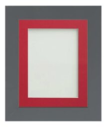 Frame Company Watson Grey Picture Photo Frame fitted with Perspex, A4 with Red Mount for image size 9x6 inch