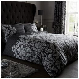 GC GAVENO CAVAILIA Damask Bedding,3 pcs, Double Bed Set - Flower Duvet Cover - Comforter Covers With Pillow Cases - Black