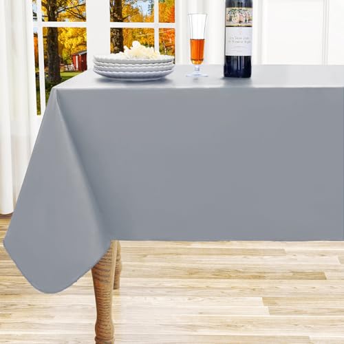 "homing Rectangle Vinyl Tablecloth, Waterproof Spillproof Plastic Flannel Backed Table Cloth, Wipe Clean Table Cover for Dining, Buffet Parties and Camping (Grey, 60"" x 120"")"