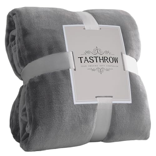 TASTHROW Lightgrey Throw Blanket 50x60 Inches, Soft Plush Cozy Fleece Flannel Throw Blanket, Lightweight Warm Throws for Bed, Couch, Bedroom and Living Room, All Seasons