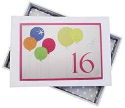 White Cotton Cards 16th Birthday, Mini Photo Album, Neon Glitter Balloons