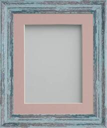 Frame Company Lynton Rustic Blue Photo Frame with Pink Mount, 12x10 for 9x7 inch, fitted with perspex