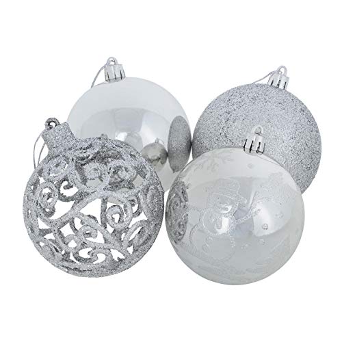 Mr Crimbo 24 Pack of Christmas Tree Baubles Decorations Ornaments 8cm - Silver