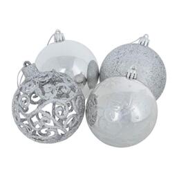 Mr Crimbo 24 Pack of Christmas Tree Baubles Decorations Ornaments 8cm - Silver