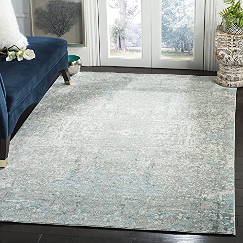 Safavieh Metro-Mod Indoor Woven Rectangle Area Rug, Mystique Collection, MYS971, in Teal / Multi, 152 X 244 cm for Living Room, Bedroom or Any Indoor Space