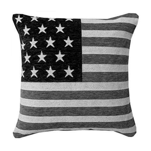 Rapport Home American Flag Black & White Chenille Cushion Cover By Katie Malones