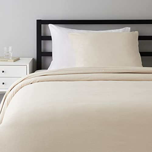 Amazon Basics 2-Piece Flannel Bedding Duvet Cover Set, Duvet Cover 135 x 200 cm & 1 Pillowcase 80 x 80 cm, Beige