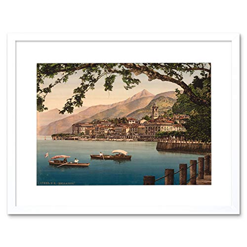 Wee Blue Coo Photo Bellagio General Lake Como Landscape Boats Picture Framed Wall Art Print