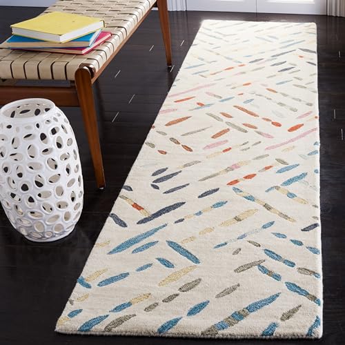 Safavieh Distressed Rug for Living Room, Dining Room, Bedroom - Madison Collection, Short Pile, in Grey and Gold, 69 X 213 cm