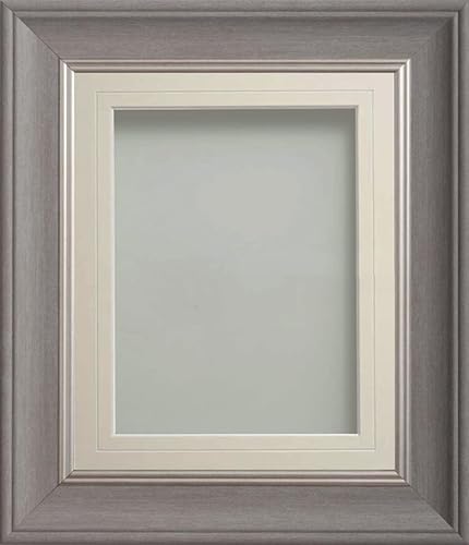 Frame Company Drummond Gunmetal Grey Photo Frame, Ivory V-Groove Mount, 8x8 for 5x5 inch, fitted with perspex